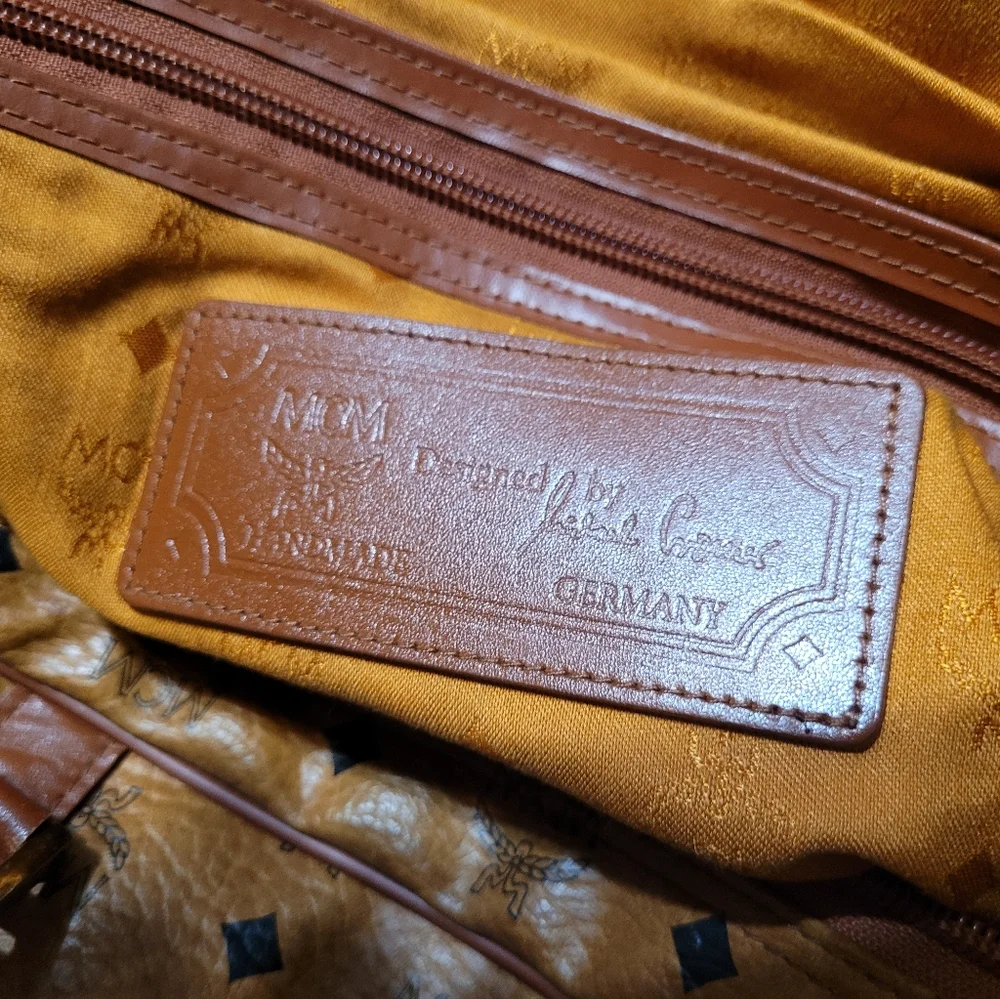 MCM Cognac Visetos Monogram Duffle Unisex Weekender Bag